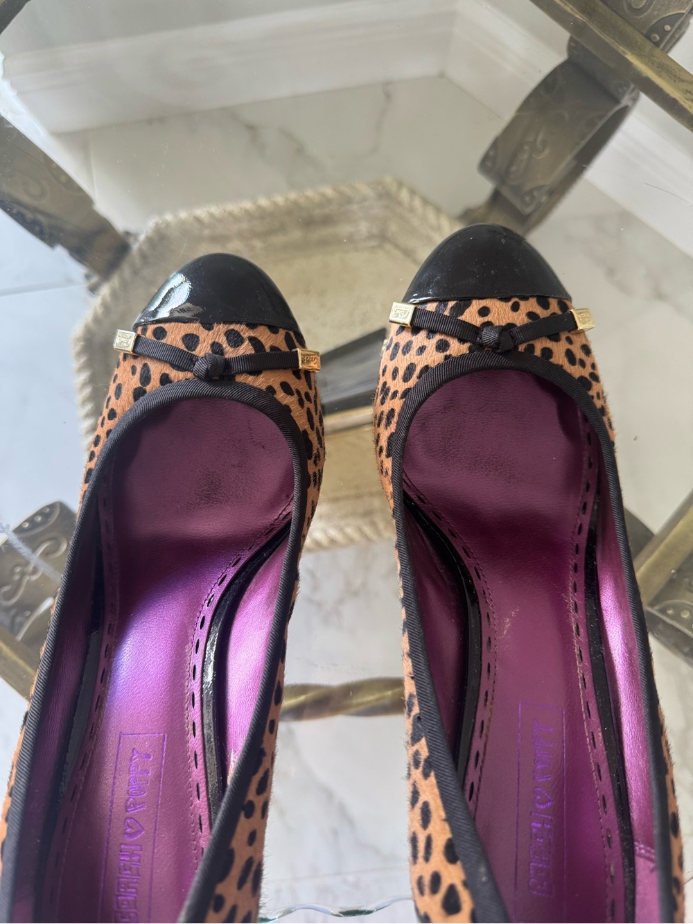 COACH Poppy Valencia Black and Brown Polka Dot Heels Size 10B